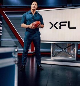 Rock Dwayne Johnson XFL draft night Las Vegas