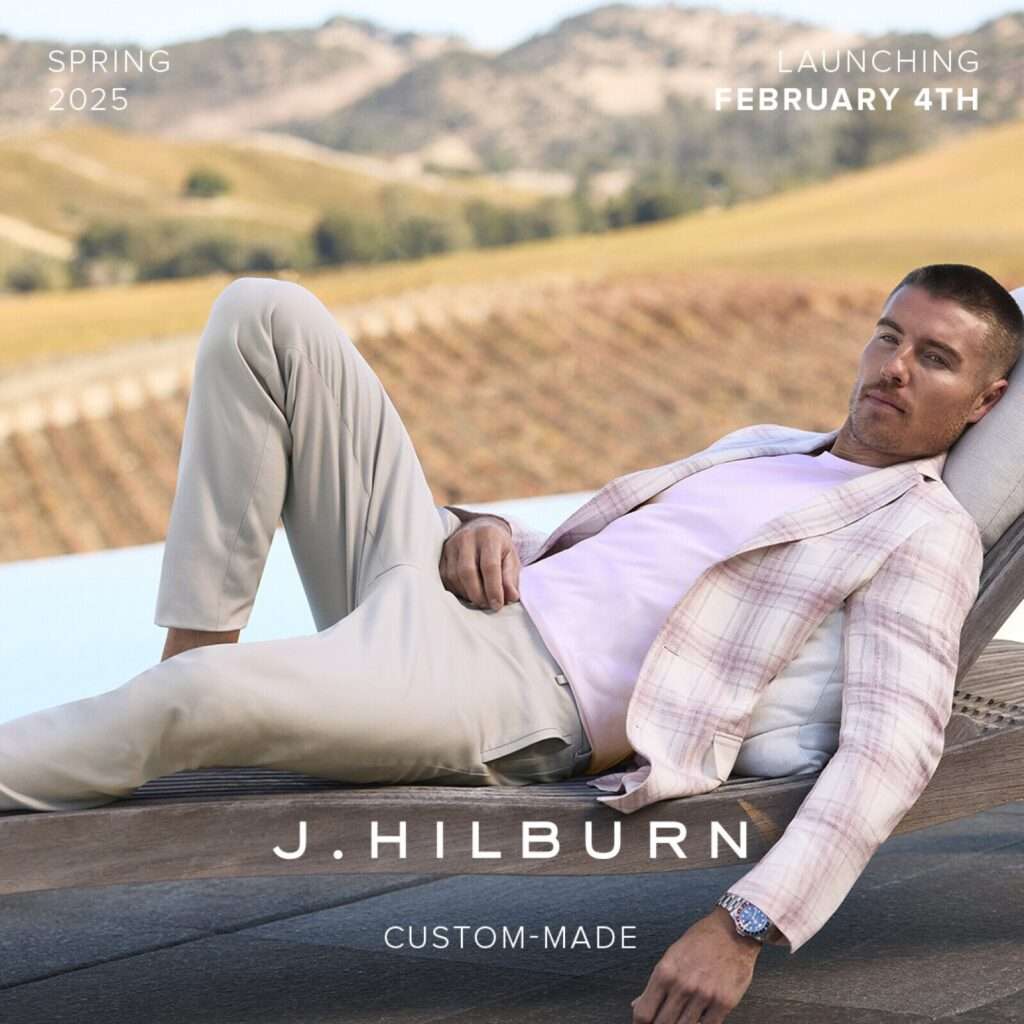 J.Hilburn custom men’s clothing offers luxury tailored suits, tuxedos, athleisure, and custom denim pieces, perfect for modern gentlemen in Prior Lake, Credit River, and Rochester, Minnesota. From bespoke white shirts to versatile athleisure, every piece is crafted to his unique style and fit, ensuring confidence and timeless appeal for any occasion.