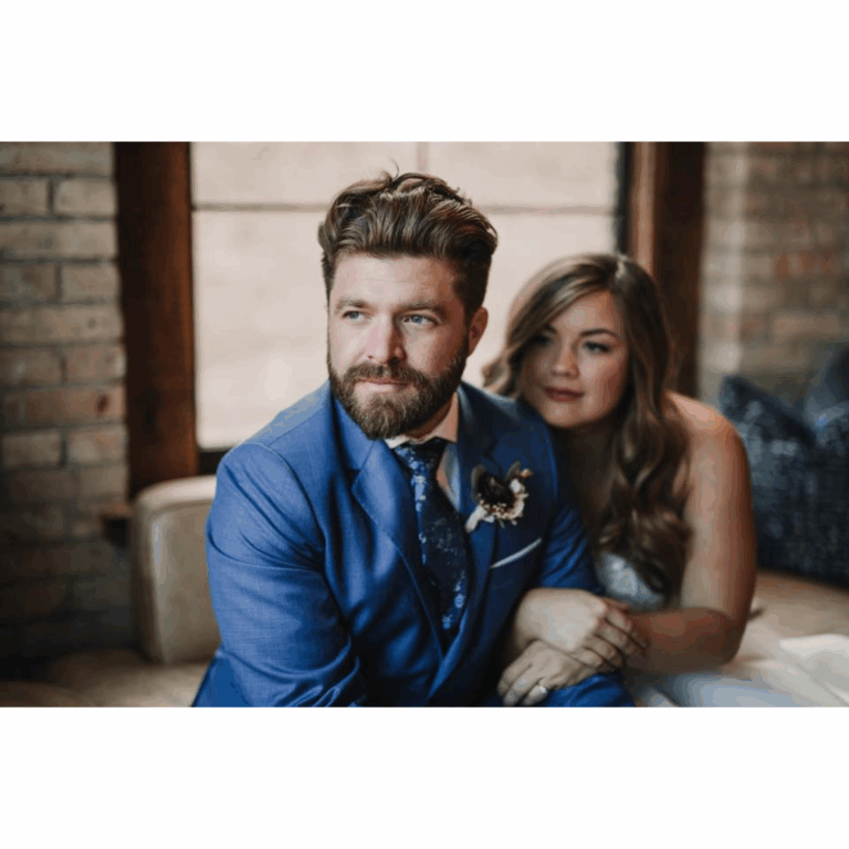 Fallon from KDWB with Jake at their wedding, seated in a serene moment.