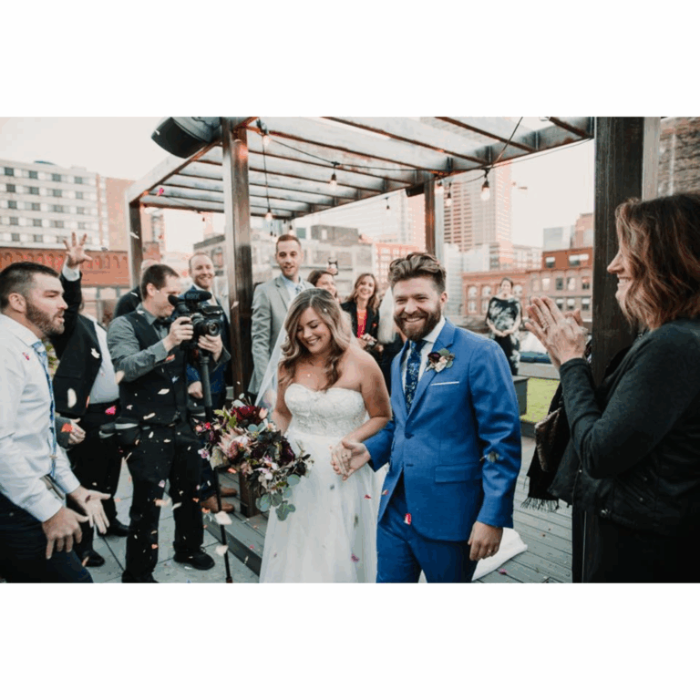 Jake and Fallon on the rooftop of Brick & Mortar for there wedding. KDWB